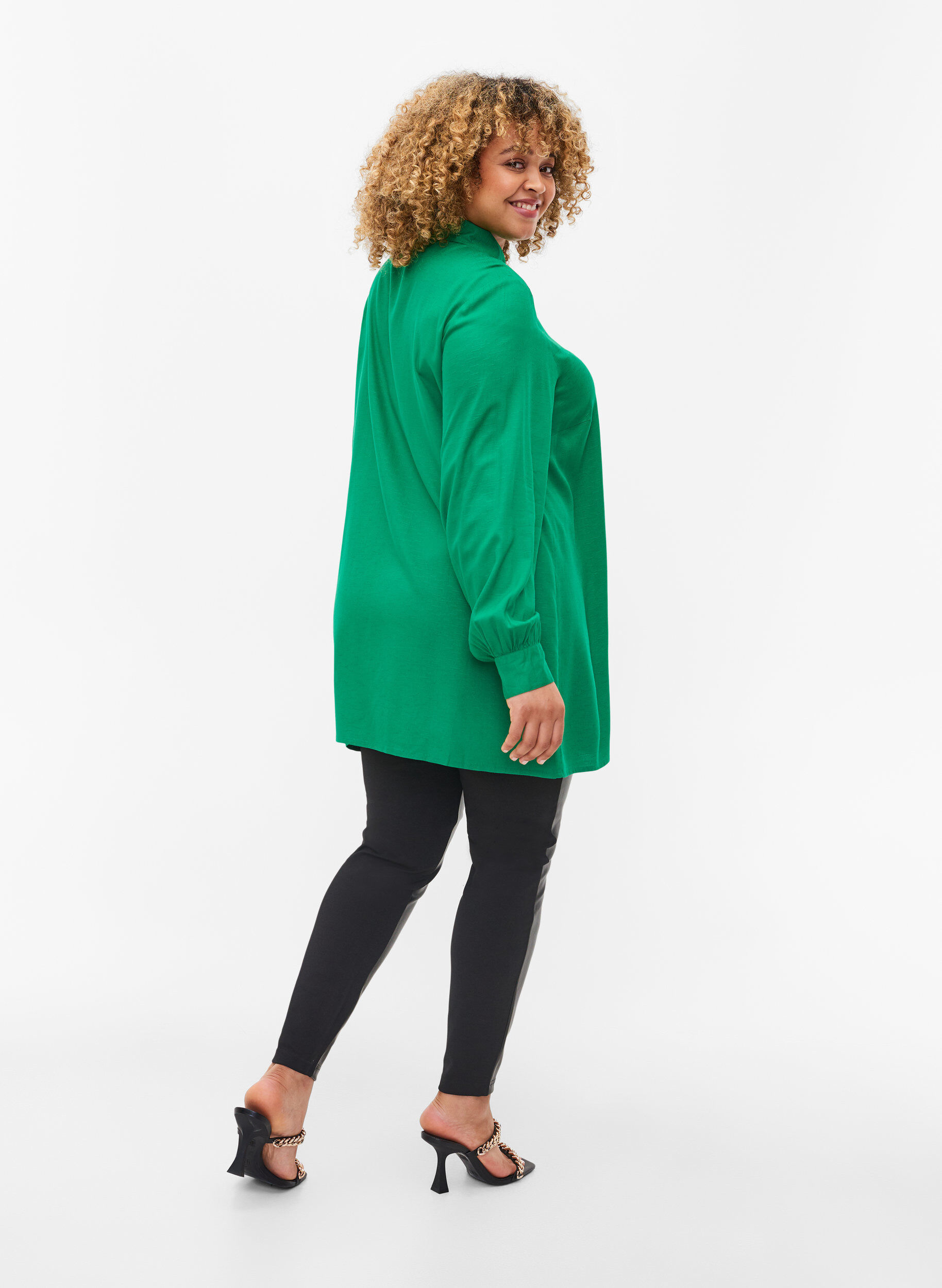 Zizzi Leggings med imitert skinn, Black, Model image number 1