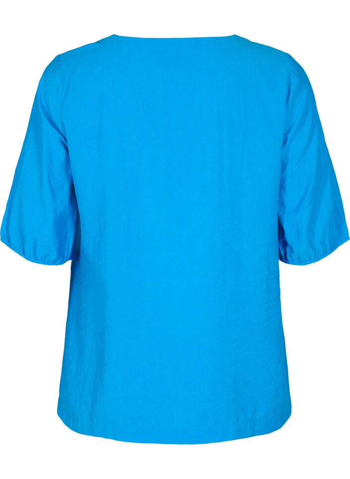 Bluse med ballongermer, Indigo Bunting, Packshot image number 1