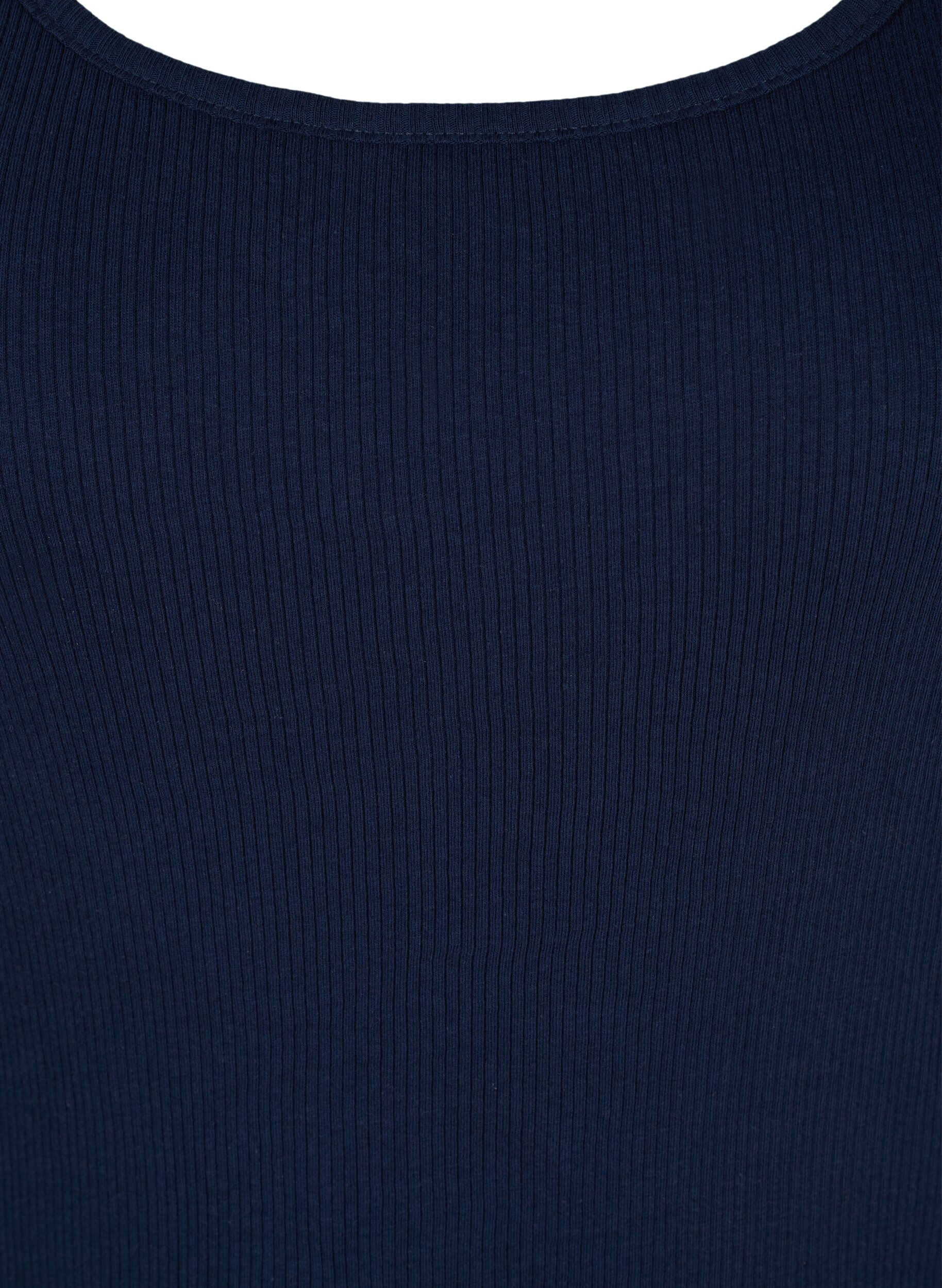 Zizzi Basis tanktopp i en ribbet struktur, 2 stk., Black/Navy Blazer, Packshot image number 3