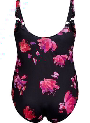 Zizzi Badedrakt med drapering og omslagseffekt, Svart, Packshot image number 1