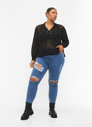 Zizzi Genser med mønster, Black, Model image number 2