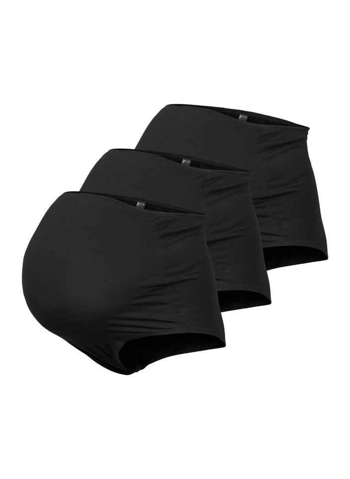 3-pakk graviditetstruser i bomull, Svart, Packshot image number 0