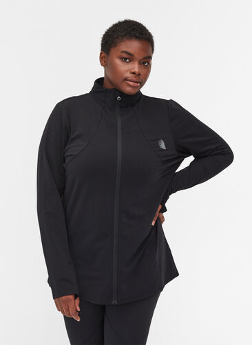 Treningsjakke med refleks og lomme, Black, Model image number 0