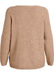 Strikkebluse med V-hals og raglanermer, Brun, Packshot image number 1