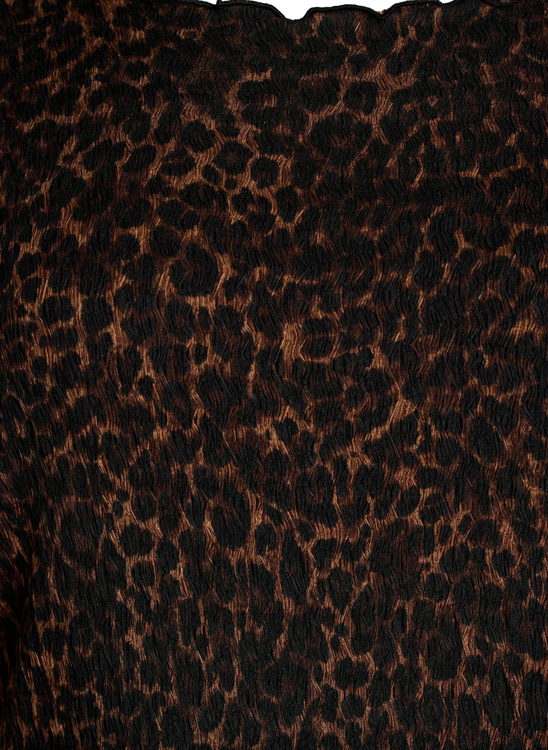 Zizzi Teksturert midikjole med korte ermer, Brun, Packshot image number 2