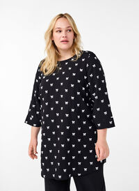 Tunika med sløyfer og 3/4-ermer, Svart Tunika med sløyfer og 3/4-ermer, Svart, Model