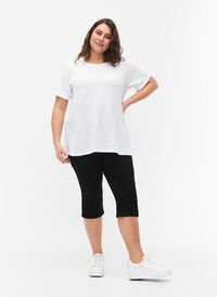 FLASH - Slim fit capribukser i denim med høyt liv, Black, Model
