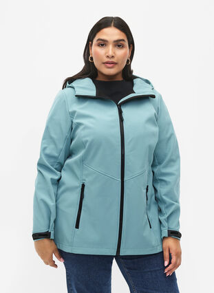 Kort softshell-jakke med lommer, Arctic, Model image number 0