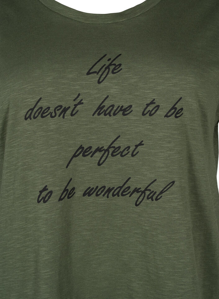 T-skjorte med trykk i økologisk bomull, Thyme w. Black Print, Packshot image number 2