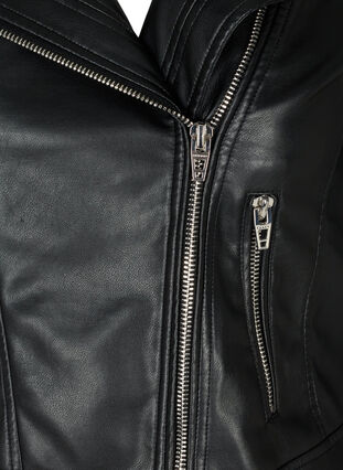 Kort jakke i imitert skinn, Black, Packshot image number 2