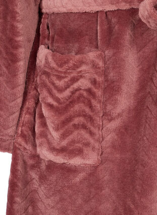 Korte mønstrete morgenkåpe med lommer, Ash Rose, Packshot image number 3