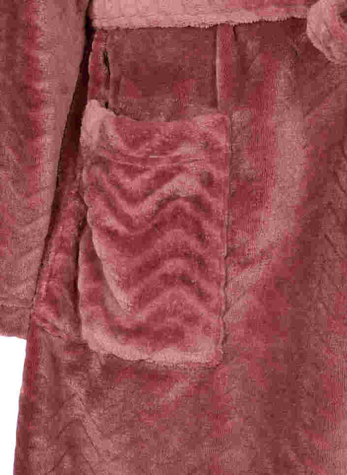 Korte mønstrete morgenkåpe med lommer, Ash Rose, Packshot image number 3