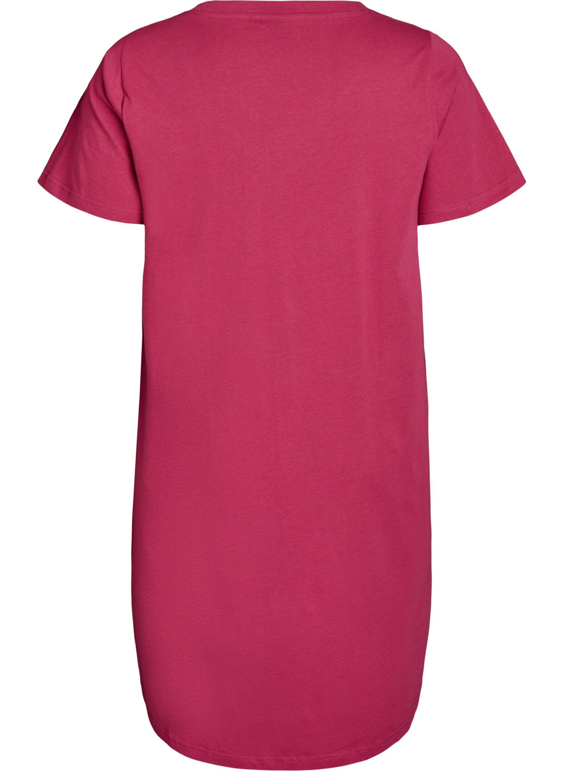 ZizziNattkjole i &oslash;kologisk bomull med V-hals, R&oslash;d, Packshot image number 1