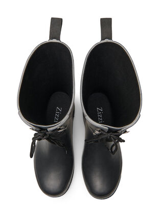 Zizzi Gummistøvler med wide fit og knyting, Black, Packshot image number 3