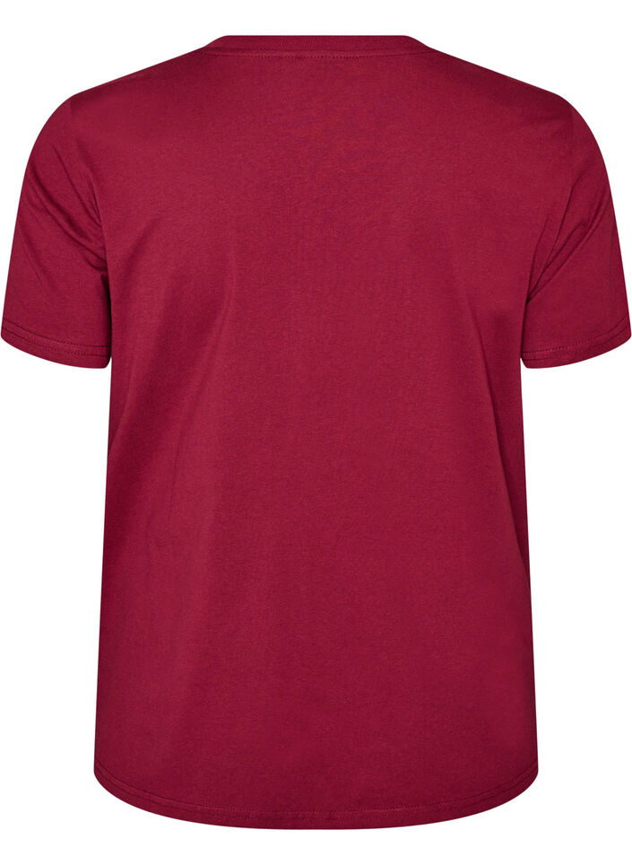 Basic T-skjorte i bomull med rund hals, R&oslash;d, Packshot image number 1