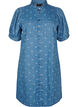 Kortermet denimkjole med hjerteprint, L. Blue D. w. Heart, Packshot image number 0