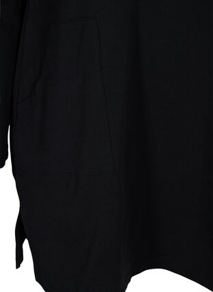 Bomullstunika med glidelås og lommer, Black, Packshot image number 3