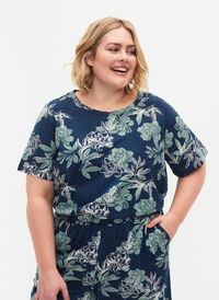 Oversize pysjamas T-skjorte med mønster, Insignia Blue AOP, Model