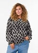 Langermet bluse med trykk og sløyfer, Svart, Model image number 0