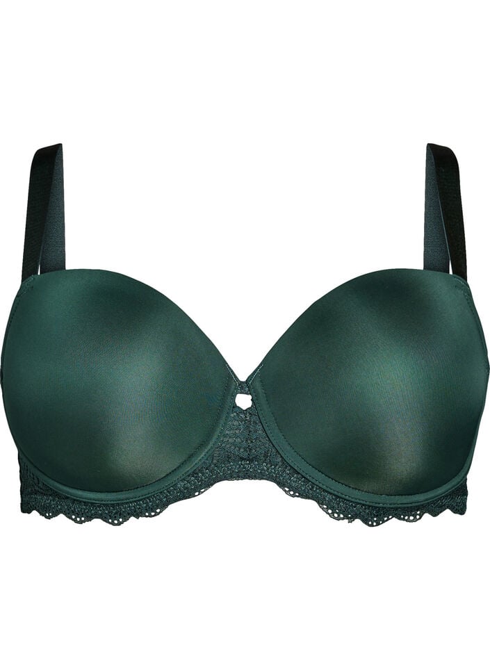 BH med formede skåler og blonder, Grønn, Packshot image number 0