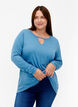 Melange bluse med lange ermer, Legion Blue Mel., Model image number 0