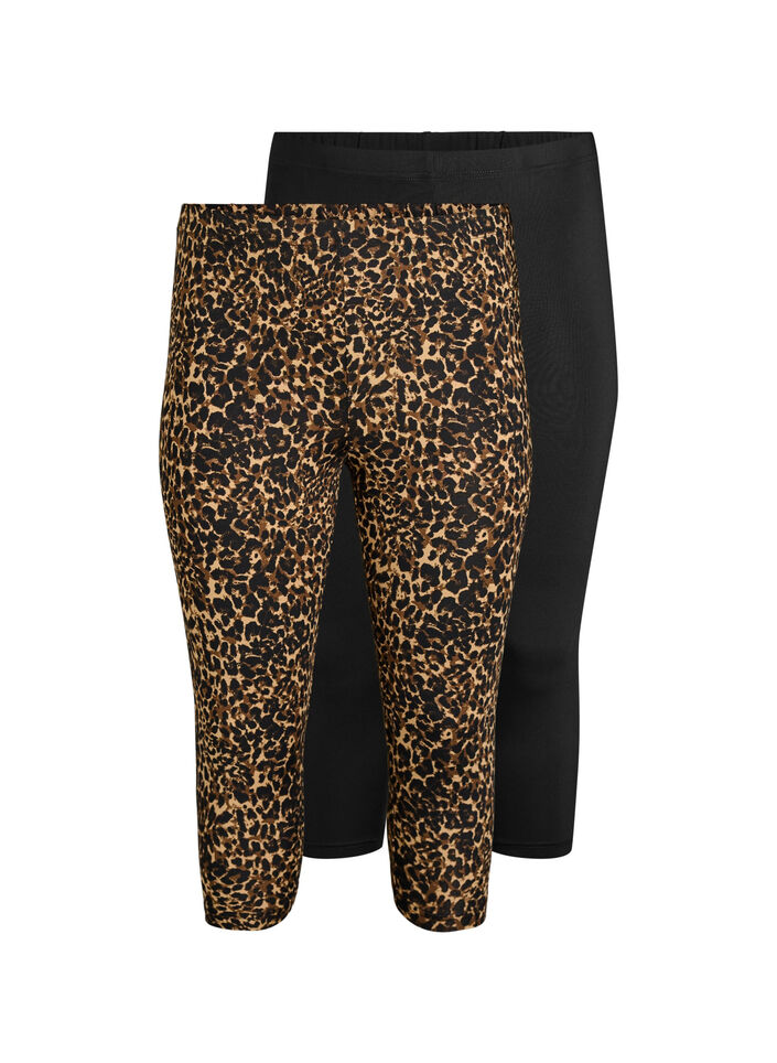 2-pakning 3/4-lengde leggings, Svart, Packshot image number 0