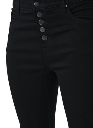 Zizzi Amy-jeans med høyt liv og knappelukking, Black, Packshot image number 3