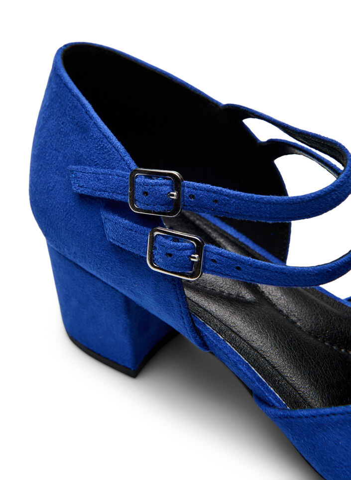 Wide fit - Pumps med doble stropper, Blå, Packshot image number 3