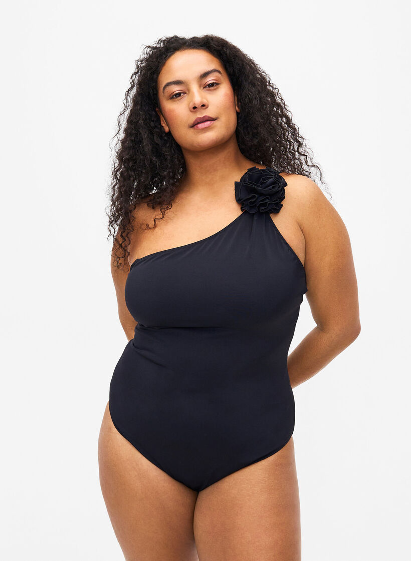 Badedrakt med asymmetrisk utringning, Black, Model