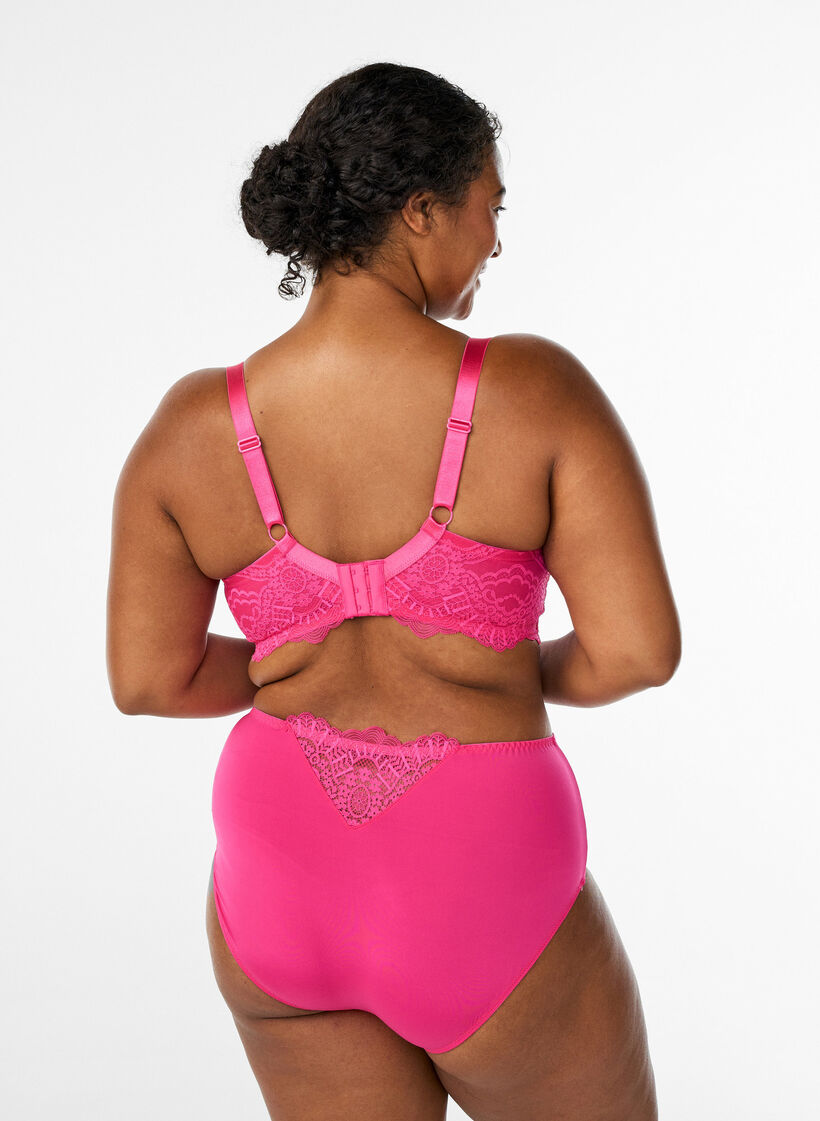 Mikrofibertruser med blonder detaljer, Rosa, Model