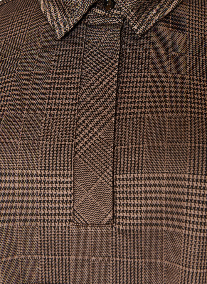 Kort rutete kjole med skjortekrage, Brun, Packshot image number 2