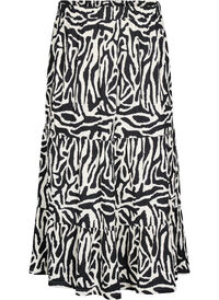 Langt skjørt med sebramønster, Black w. White Zebra Langt skjørt med sebramønster