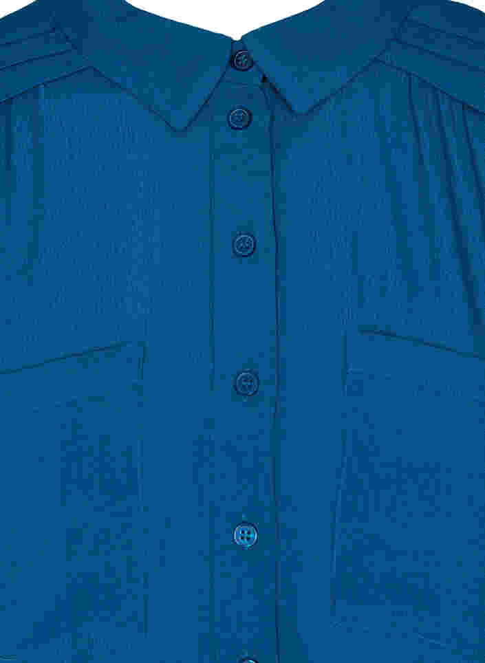 Viskosetunika med knapper og 3/4-ermer, Maroccan Blue, Packshot image number 2