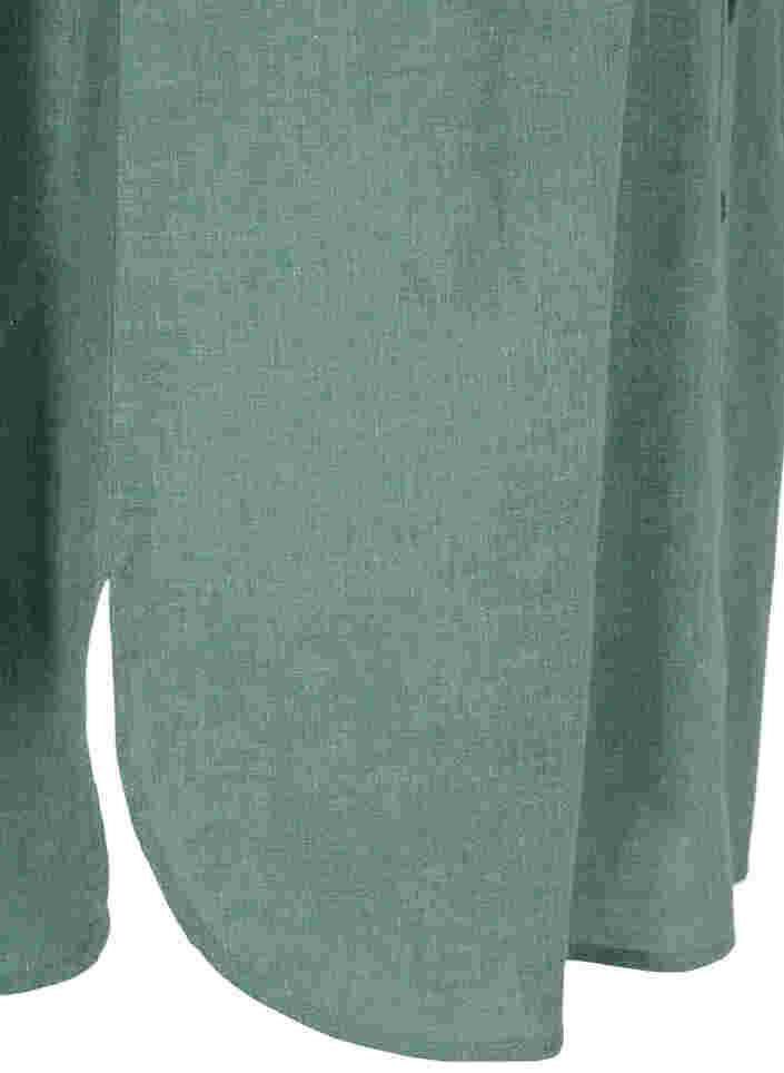 Lang skjorte med 3/4-ermer og V-hals, Balsam Green, Packshot image number 3