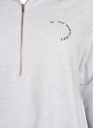 Zizzi Genser med kort glidelås og høy hals, Light Grey Melange, Packshot image number 2
