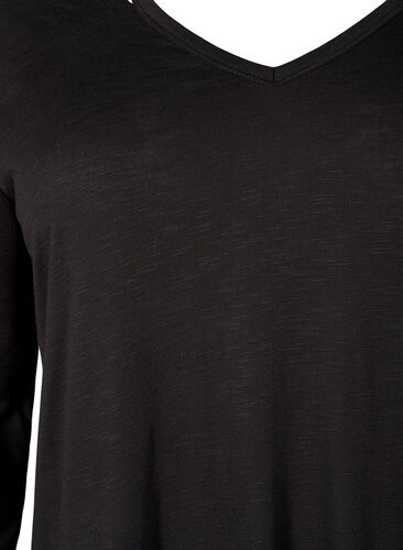 A-formet trenings-t-skjorte med lange ermer	, Black, Packshot image number 2
