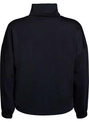 Zizzi Bluse i modalblandet kvalitet med halvpolo, Svart, Packshot image number 1