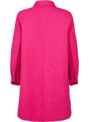 Lang skjortejakke i bouclé-look, Fuchsia Red, Packshot image number 1
