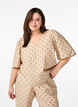 Bluse med løse ermer og v-hals, Beige, Model image number 0