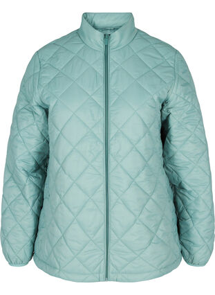 Quiltet lett jakke med glidelås og lommer, Sagebrush Green, Packshot image number 0