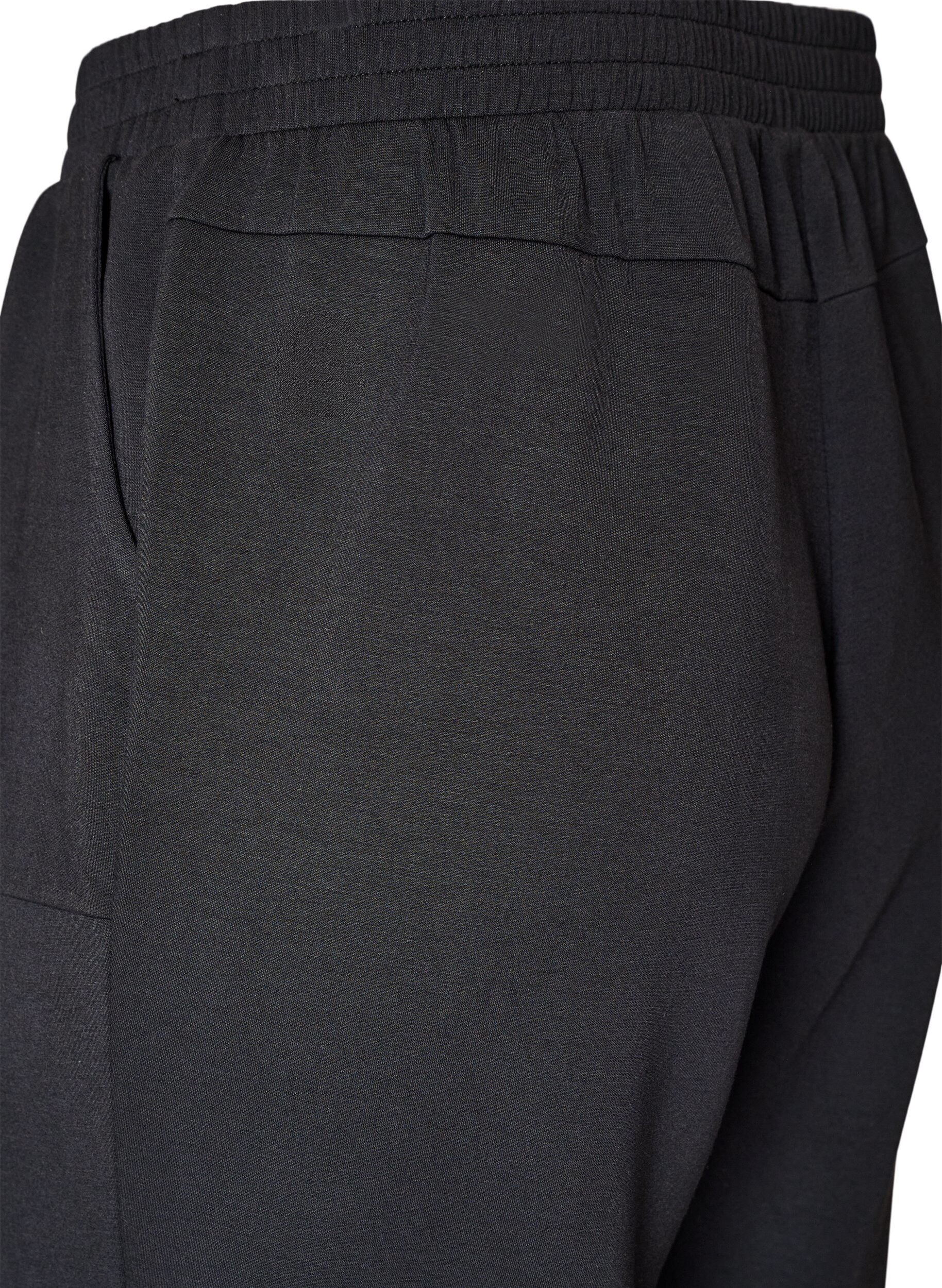 ZizziLoose fit jerseybukser med h&oslash;y midje og lommer, Svart, Packshot image number 3