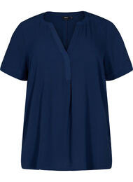 Kortermet bluse med V-hals, Navy Blazer