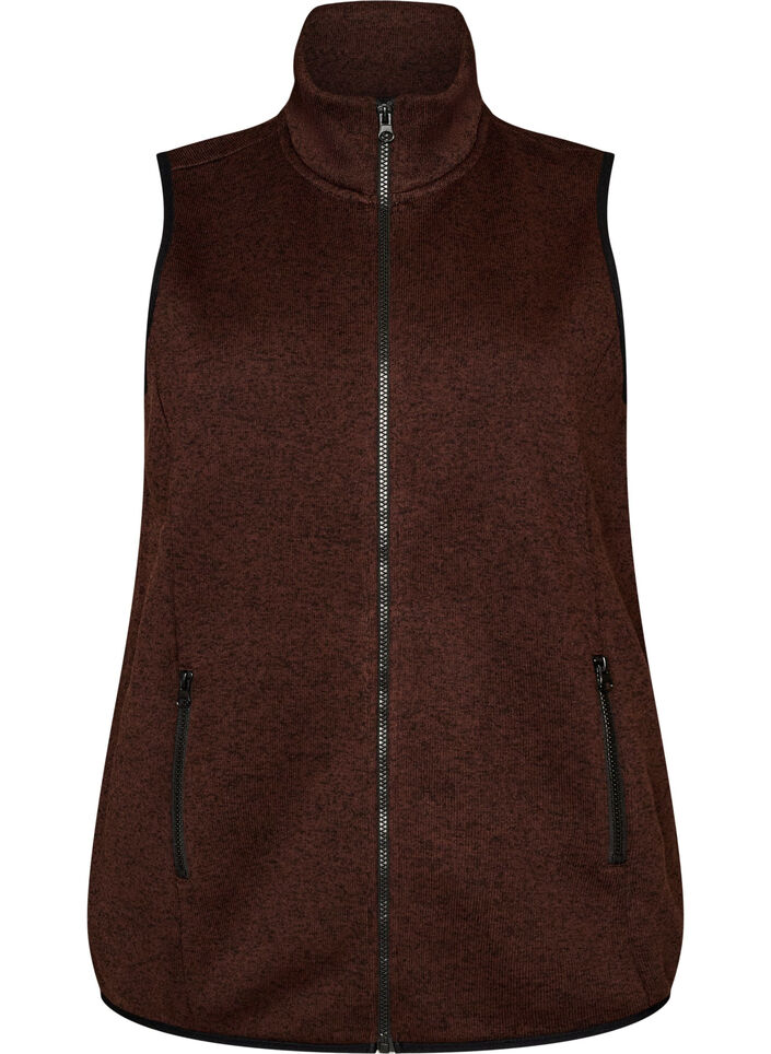 Vest med h&oslash;y hals og glidel&aring;s, Brun, Packshot image number 0