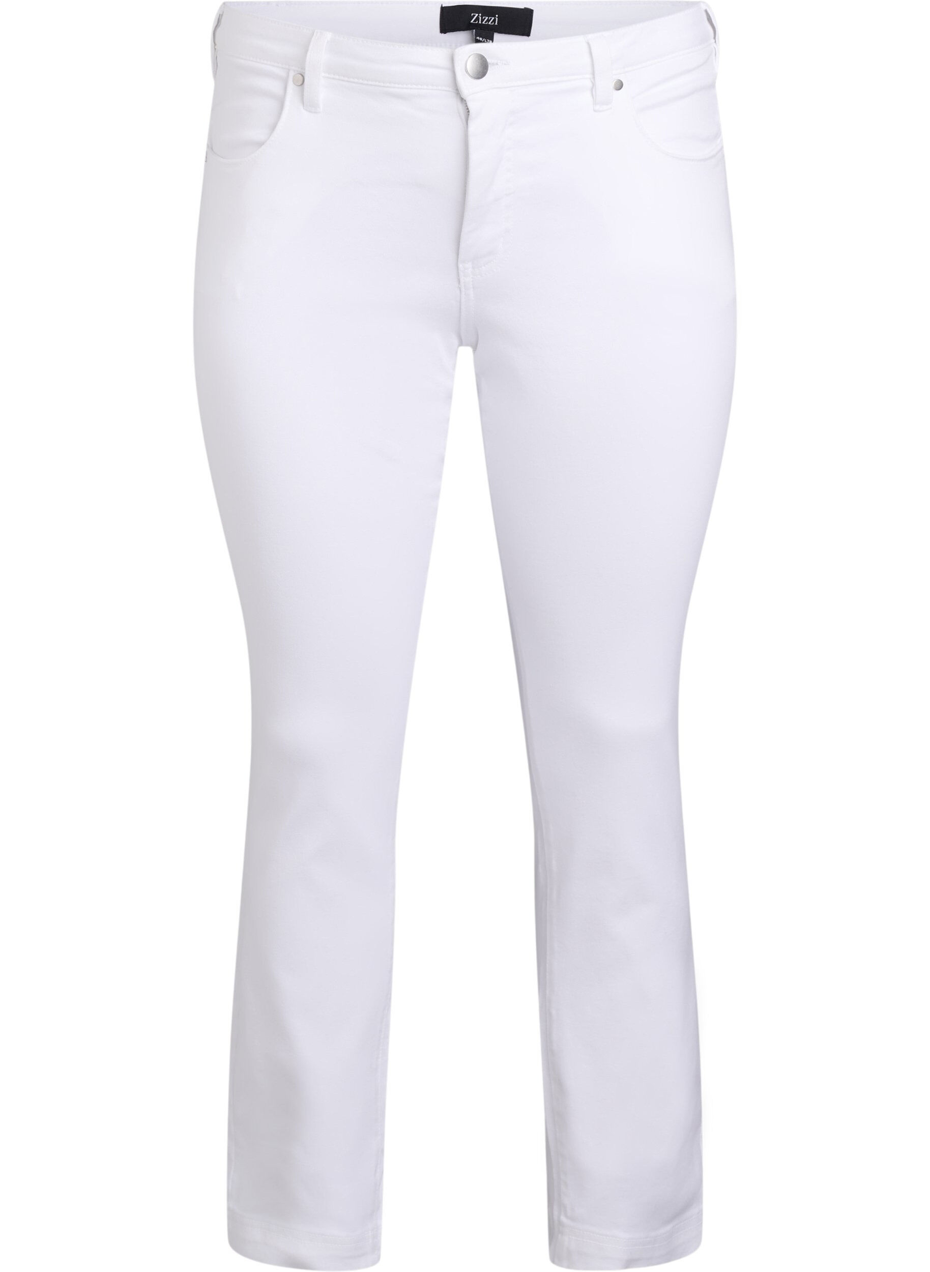 ZizziSlim fit Emily jeans med normal h&oslash;yde i livet, Hvit, Packshot image number 0