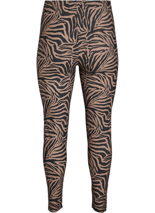 Zizzi Viskoseleggings med sebratrykk, Brun, Packshot image number 1