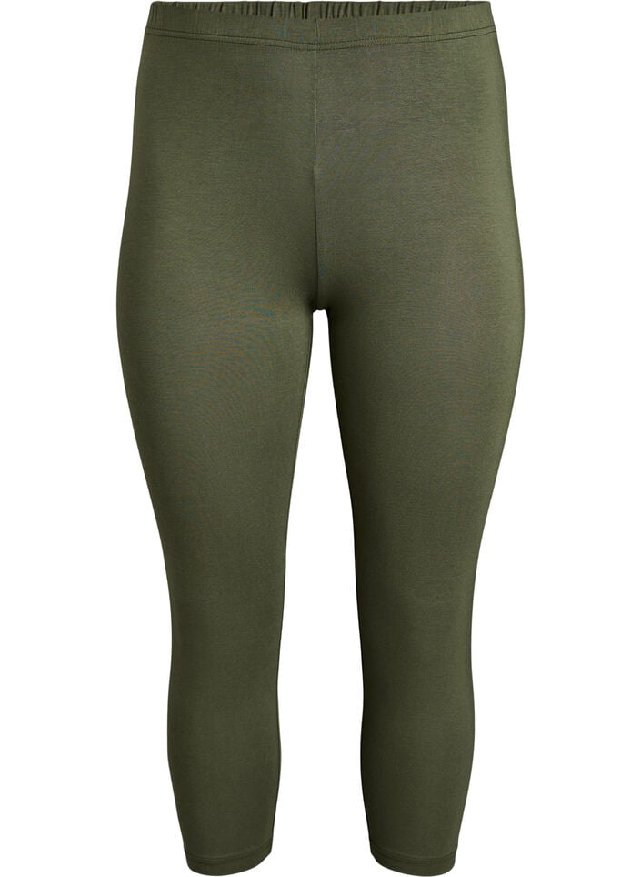 Basisleggings i viskose med 3/4-lengde, Gr&oslash;nn, Packshot image number 0