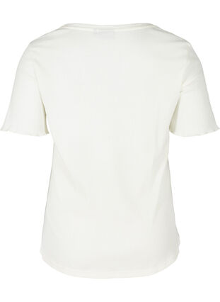 T-skjorte i et ribbet materiale , Egret, Packshot image number 1