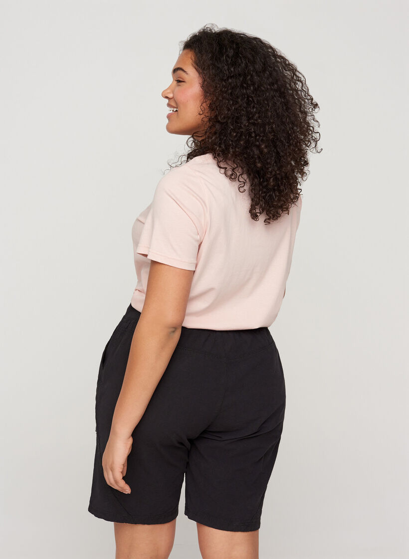Løse shorts med lommer i bomull, Black, Model