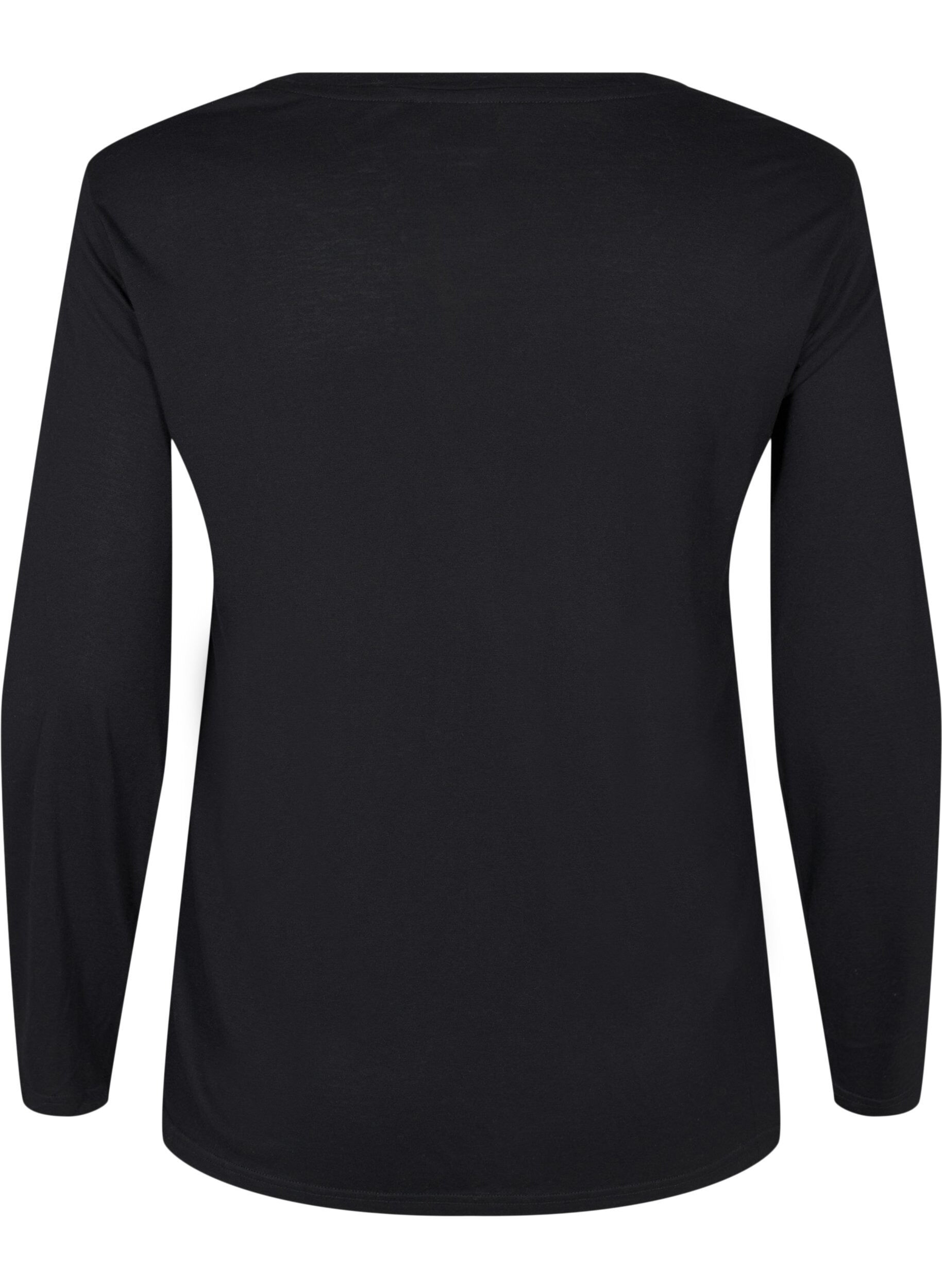 ZizziLangermet bluse i ull og viskose, Svart, Packshot image number 1