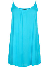 Ensfarget kjole i viskose med stropper, Blue Atoll